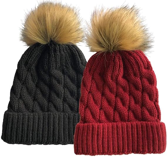 burgundy beanie hat with bobble