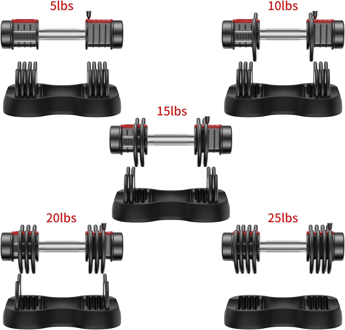 Hhusali Adjustable Dumbbell 25 lbs with Fast Automatic Adjustable and Weight Plate for Body Workout Home Gym(1 PCS) : Sports & Outdoors