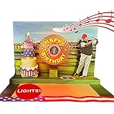 Donald Trump Pop Up Birthday Card with Real Voice, Lights & Music, 3D Golfing Scene Plays Hail to the Chief, Funny Political Birthday Card for Dad, Republican Gag Gift, Golf Course Design
