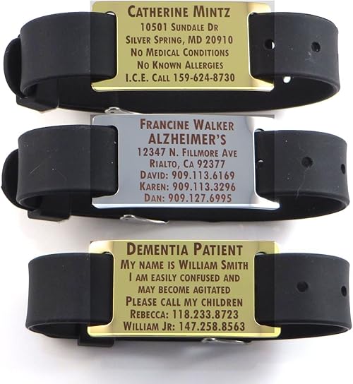 Premium pulsera de identificación Demencia/Alzheimer grabado en láser