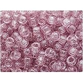 BeadTin Pastel Pink Sparkle 9mm Barrel Plastic Pony Beads (500pcs)