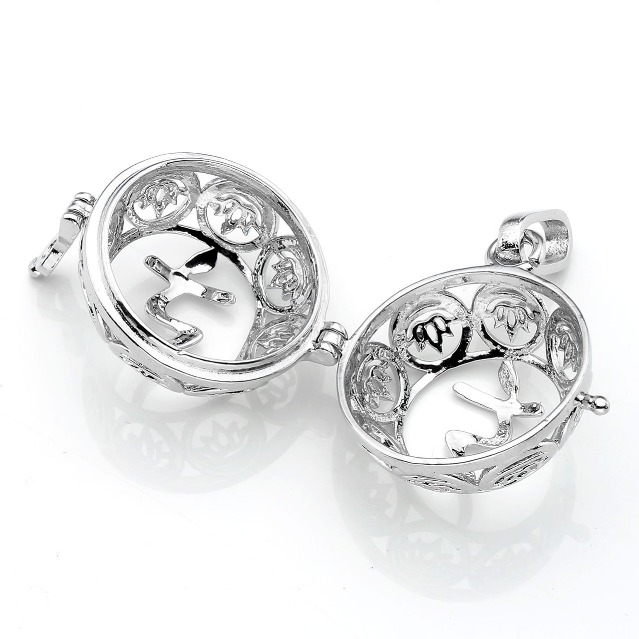 JOVIVI Aromatherapie Kette Ätherische Öle Parfum Diffusor Medaillon Halskette Chakra Sanskrit Ram Locket Käfig Anhänger mit 5X Lavasteine