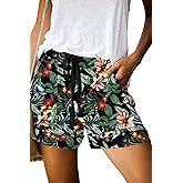 QUEEN PLUS Womens Casual Shorts Comfy Elastic Waist Drawstring Pocket Shorts Pants