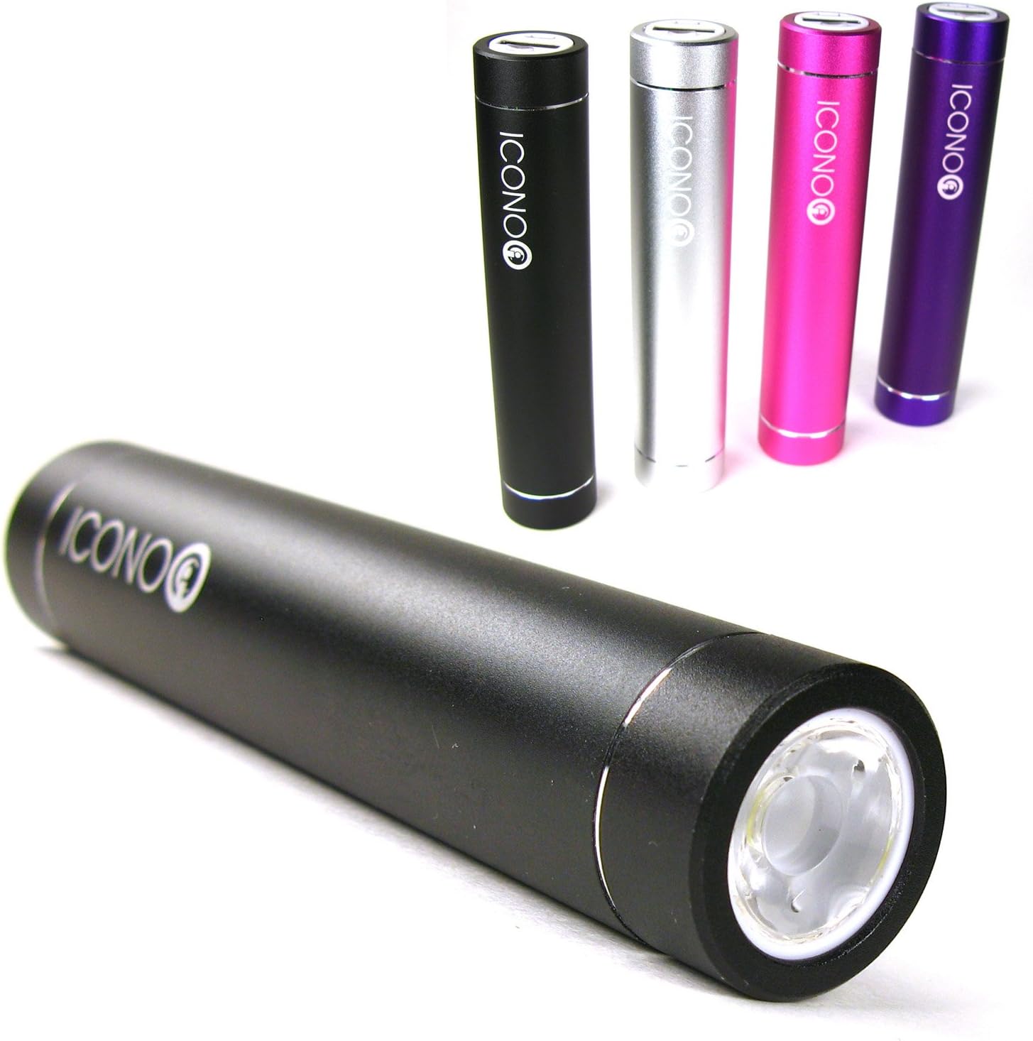 iCONO 2600mAh Lipstick-Sized Portable Battery Charger Power Bank for Cell Phones and Other USB Charged Devices, such as iPhone, iPod, Galaxy, Android and MP3 Players (Retail Packaging includes Micro-USB Cable) - Black