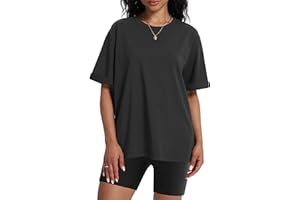 AURIVIZ Womens Summer Oversized T Shirts Crewneck Rolled Short Sleeve Tops Casual Blouse Basic Tee Fashion Trendy Outfits