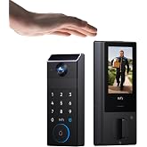eufy Security Video Smart Lock FamiLock S3 Max with Palm Vein Recognition | Internal Video Screen, BHMA Grade 1, Keyless Entry Front Door Lock, WiFi Deadbolt+2K HD Doorbell Camera,16GB Built-in Storage