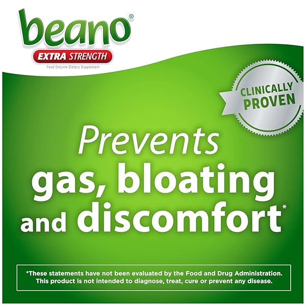 BEANO DIGESTIVE ENZYME, PREVENTIVE GAS RELIEF FOR ADULTS, HELPS PREVENT GAS & BLOATING, 100 TABLETS