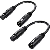 Cable Matters 2-Pack 3 Pin to 5 Pin DMX Lighting Cable, 6 Inches | 3Pin Male to 5Pin Female XLR/DMX Adapter Cable, Black