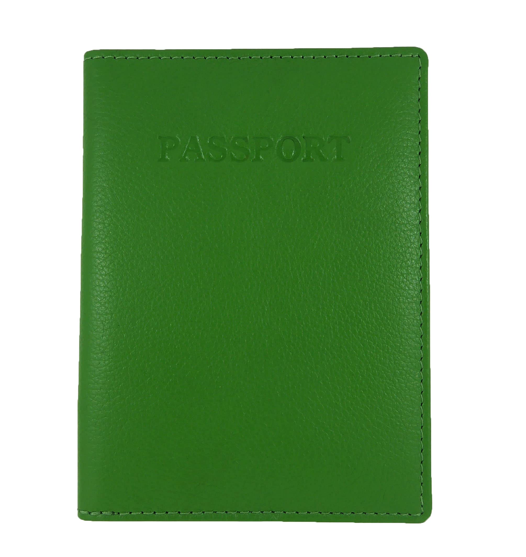 Hide and Sleek Soft Real Leather Passport Holder Case Cover (Green)