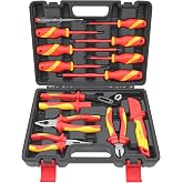 Yuesstloo 13Pcs VDE Insulated Screwdriver &amp; Pliers Set | 1000V Electrician Tools with Slotted Screwdrivers and Magnetic Phillips , Insulated Pliers and Cable Knife