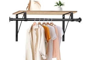 Anndason Closet Rod, 16 to 75 Inch Heavy Duty Adjustable Clothes Rod for Hanging Clothes and Heavy Duty Clothes Rod Bracket Rods Support (The Shelf NOT Included) (Black)