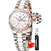 OUPINKE Women Automatic Watches Colorful Diamond Elegant Luxury Dress Ladies Rose Gold Mechanical Sapphire Crystal Wrist Watch