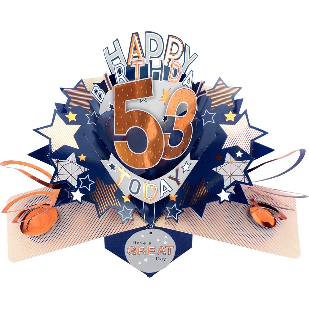 Happy 53rd Birthday 53 Today Pop-Up Greeting Card Love Kate's Pop Up Cards Him POP204MC53