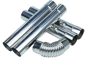Wood Stove Pipe Flue Extension Stainless Steel Chimney, Diameter 2.36inch, 4 Straight with 1 Elbow