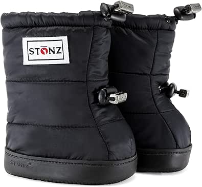 Stonz Puffer Baby Booties - Cold Weather Slip-On Winter Boots For Baby/Infant/Toddler Girls &amp; Boys - All Season Extra Protection Snow Shoes - Wind Resistant &amp; Comfortable - All Vegan - Fits 0-3 Years