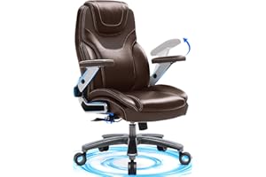 VIZYSXLCORP Big and Tall Office Chair with 5D Adjustable Arms, 600lbs Ergonomic Executive Office Chair with Adjustable Lumbar Support, Fabric and PU Leather Heavy Duty Managerial Chair (Maple Brown)