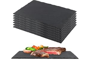 ZOENHOU 8 Pack 12x8 Inch Slate Cheese Board,Natural Rectangle Slate Cheese Plates, Black Slate Serving Plates For Cheese,Meat