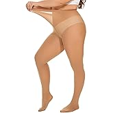 DUCMODA Plus Size Tights for Women, Ultra Soft Solid Color Semi-Opaque Pantyhose, Nylon High Waist Stockings 1X 2X 3X 4X