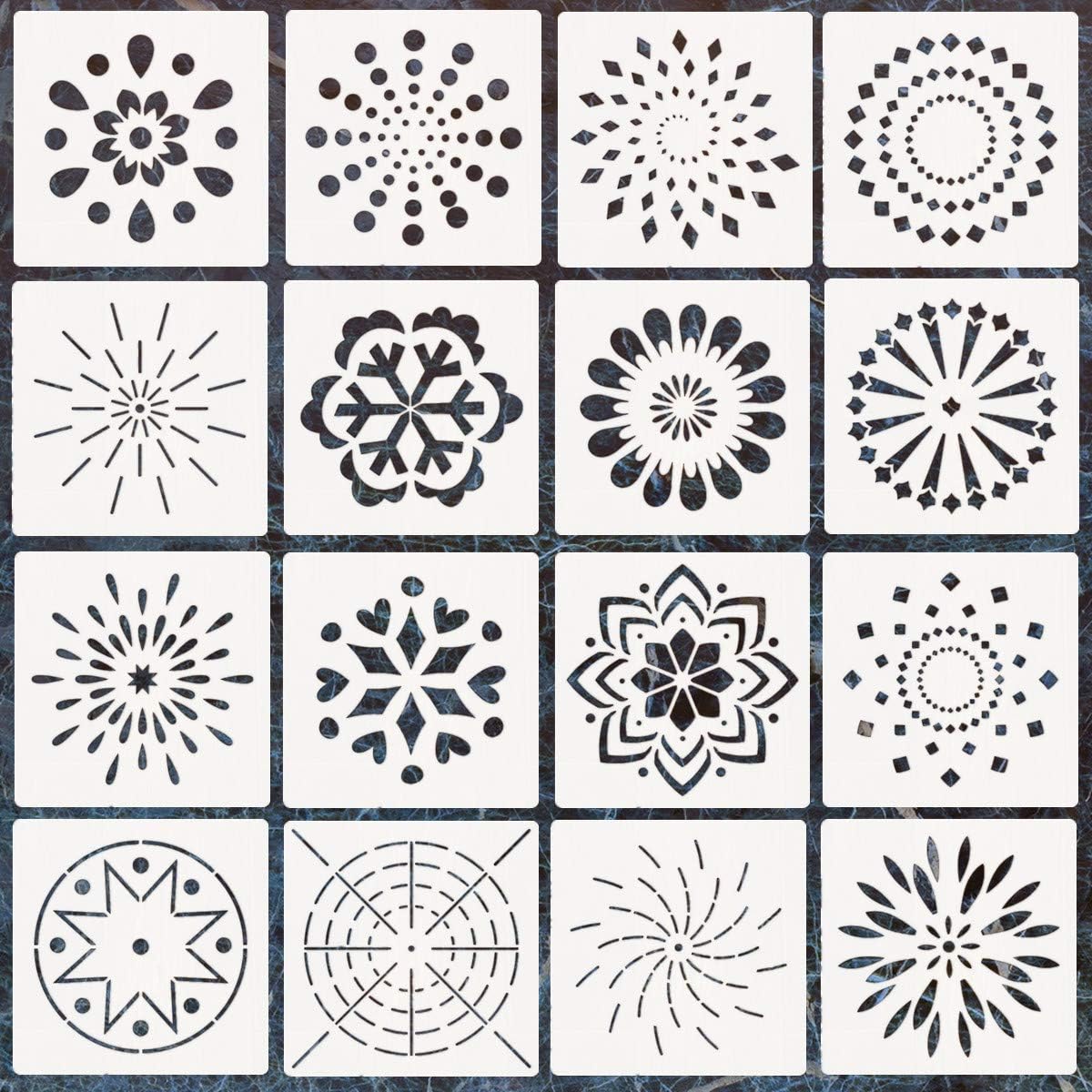 16 Pack Mandala Dotting Stencils Template,Mandala Dotting Stencils Mandala Dot Painting Stencils Painting Stencils for Painting on Wood,Airbrush and Walls Art