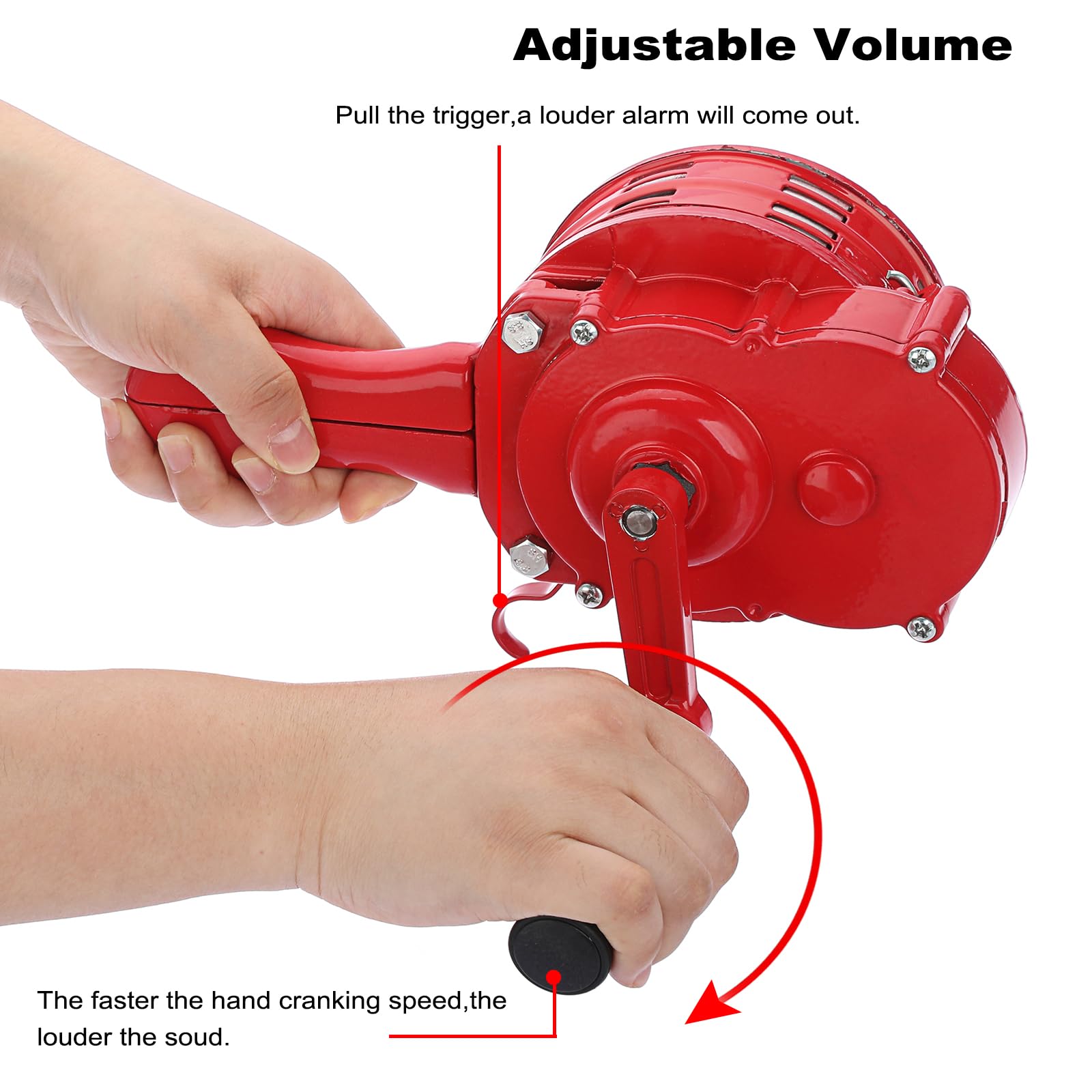 Sumnacon Hand Crank Siren Manual Operated Air Raid Siren with Foldable Handle for Sporting Events, Emergency Sturdy Waterproof Aluminum Alloy Tornado Sirens Portable Loud Volume Emergency Sirens, Red