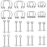 Quilax 32Pcs 16G Lip Rings for Women, Snake Bite Jewelry, Snakebite Piercing Jewelry for Men and Women (6mm/8mm/10mm/12mm)