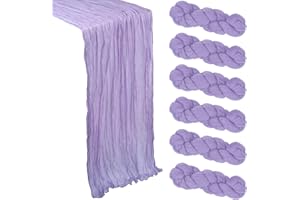 HENEGER 6 Pack Lilac Purple Cheesecloth Table Runner 10Ft Gauze Cheese Cloth Table Runner 35x120 Inch Boho Sheer Rustic Fabric for Party Decor Baby Shower Summer Wedding Centerpiece Home Table Decorations