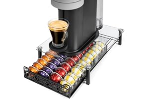 RECAPS Crystal Tempered Glass Organizer Drawer Holder Compatible with Nespresso Vertuo Capsules, K Cup Pod Drawer Coffee Make