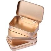 MIDELONG 3 Pack Metal Rectangular Hinged Tins Box with Lid Mini Portable Box Empty Craft Containers Small Storage Kit Home Outdoors Organizer for Soap Mint Cookie 3.8x2.4x0.8 inch, Rose Gold
