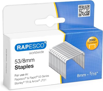 Rapesco 0752 Type 53/8 mm Galvanised Staples Pack of 2000