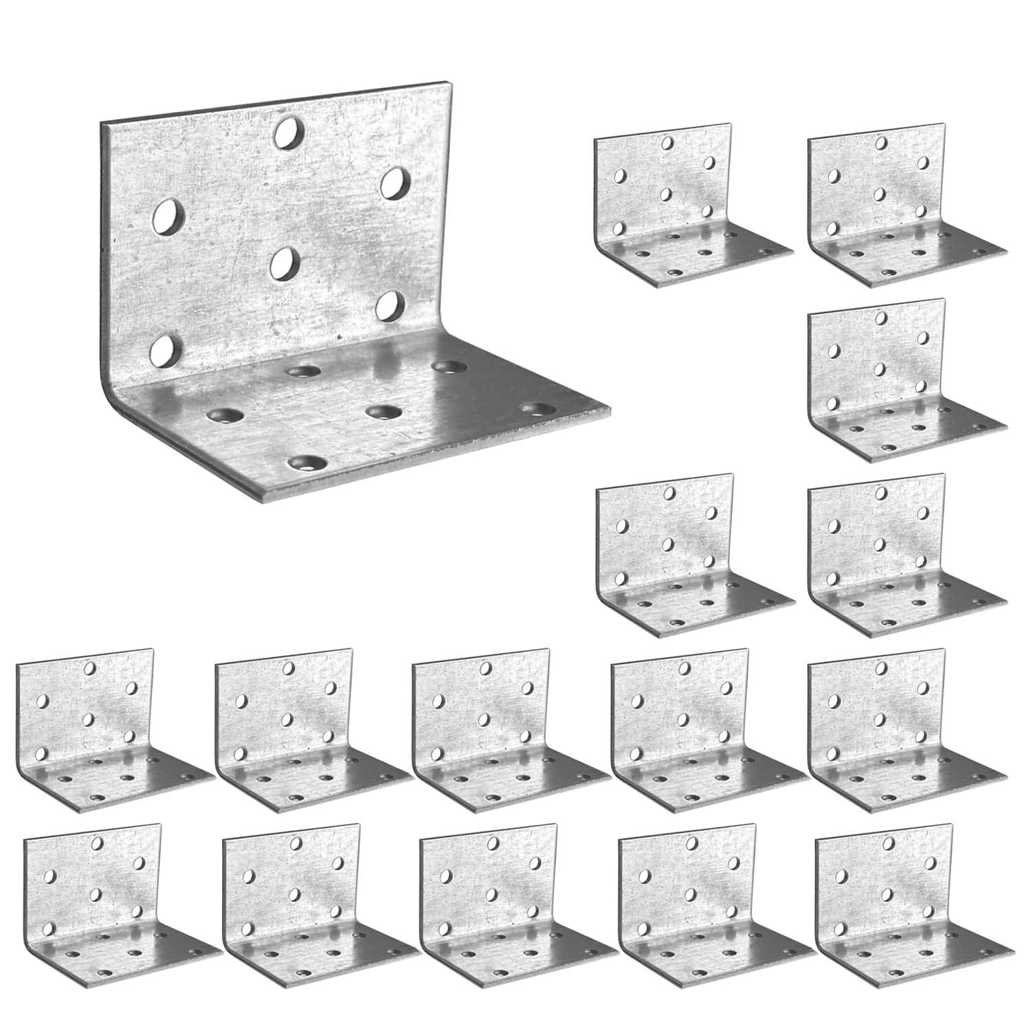 OMIDEAS 15 x Angle Brackets (40 x 40 x 60 x 2) Corner Metal Braces Wood Timber Galvanised Steel Sheet Connecting Joining Fixing L Repair Connector