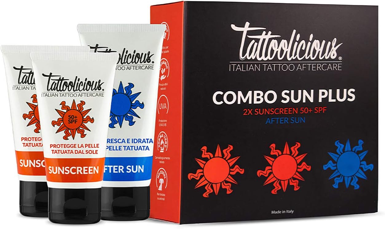 Tattoolicious COMBO SUN PLUS, SUNSCREEN 50+ Anti, Fading sunscreen for tattoo with Organic Active ingredients - Image 3