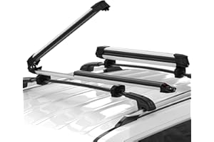 Richeer Silver Universal Ski and Snowboard Rack for Car Roof - Holds up to 6 Pairs of Skis or 4 Snowboards - Aluminum Mount W