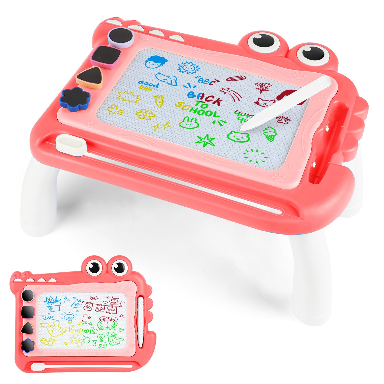 OFFCUP Magnetic Drawing Board, Toddler Boy Girl Toys for 1-5 Year Old, Doodle Pad with Pen Stamps and 4 Paw, Learning Educational Toys for 1 2 3 Baby Kids Birthday Gift (Crocodile)