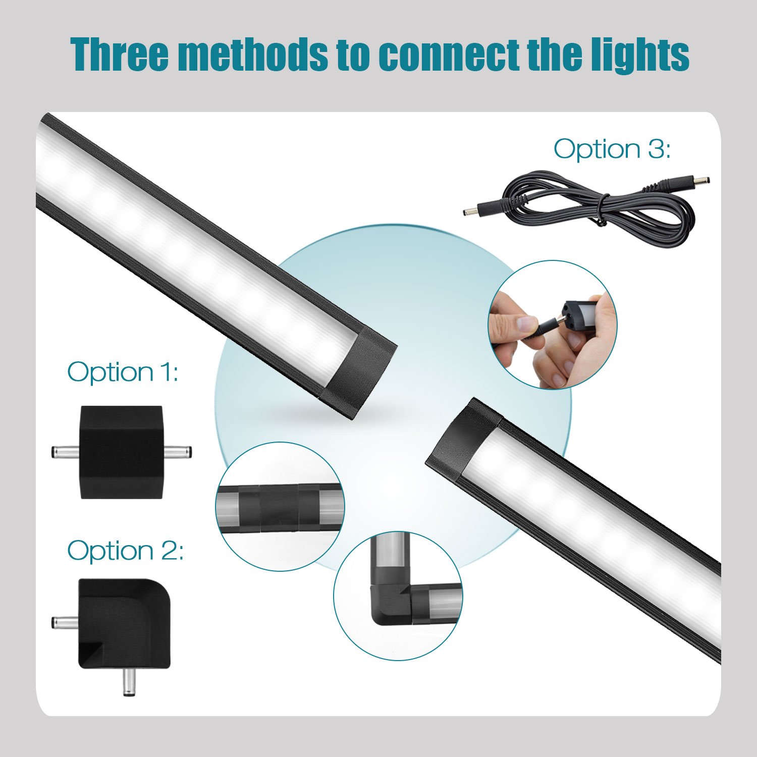 WORATON Under Cabinet Lighting Kitchen Lighting,Dimmable 3000K Warm White,33 LED Light Bar for Wardrobe,Under Counter Lighting Shelf Lighting for Closet(3 PACK)