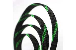 CBAZY 30ft PET Expandable Sleeving Wire Cable Sleeve (1/2", Green&Black)