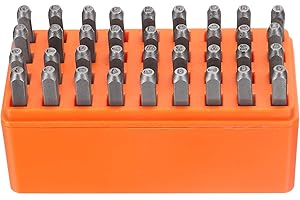 HARFINGTON 36pcs Metal Stamping Kit 5/64" (2mm) Steel Uppercase Letter and Number Punch Set (A-Z / 0-8 / "&" Symbol) Punch Press Tool with Case for Imprinting Metal Plastic Wood Leather