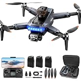 Drones with Camera for Adults 4K, HYTOBP P17 GPS Drone with Auto Return | Obstacle Alert,5GHz WiFi, 54 Mins Flight with 3 Batteries, Brushless Motor, Under 249g, Foldable RC Quadcopter Age 14+(Black)