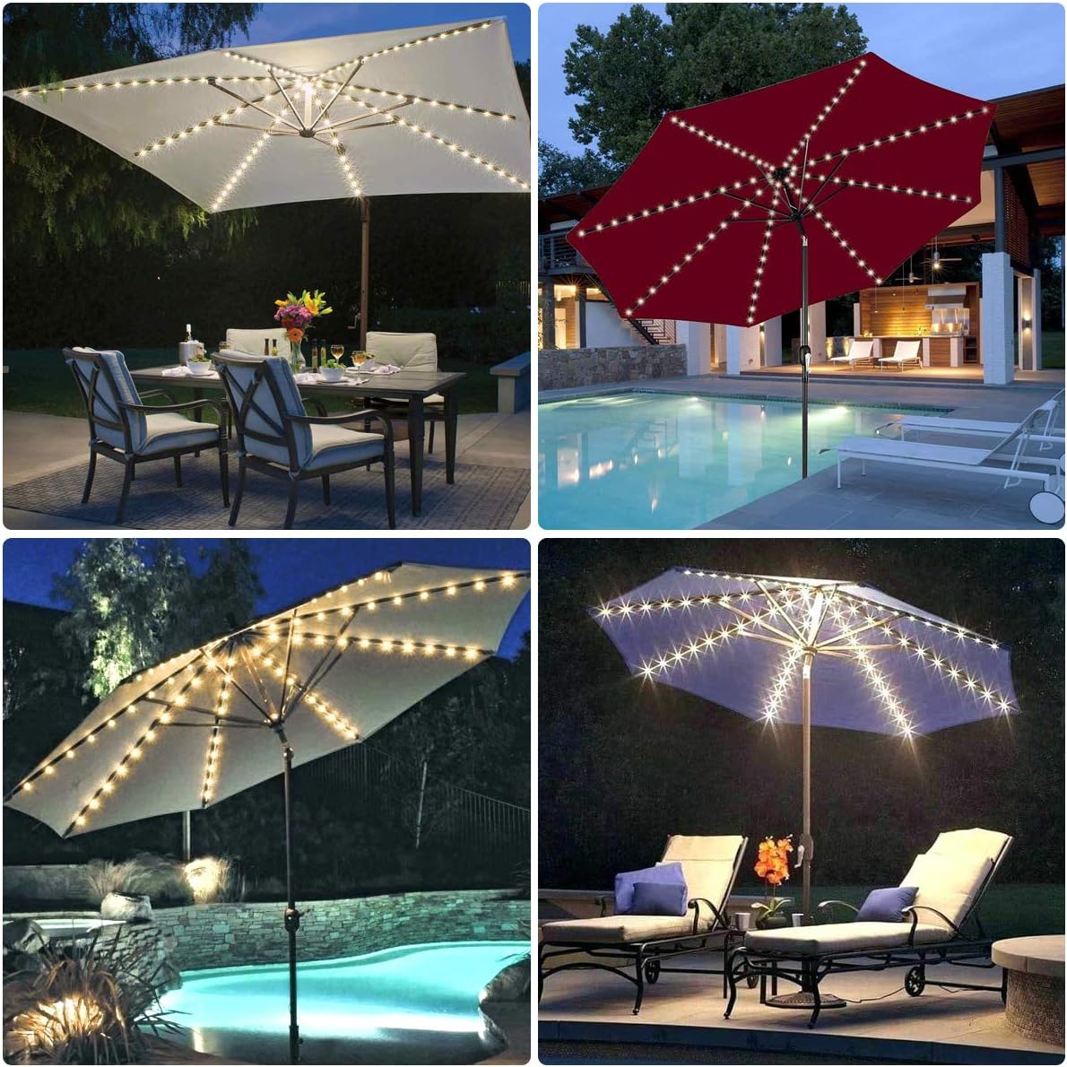 Patio Led Umbrella String Lights 104 Led String Lights With Remote Control 8 Lighting Mode Umbrella Lights Battery Operated Waterproof Outdoor Lighting For Patio Umbrellas Camping Tents Or Outdoor Amazon Com