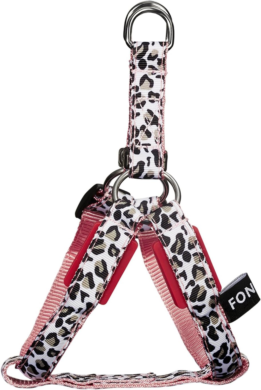 FONPOO FP3105 LED Light Up Dog Harness Adjustable Lightweight Waterproof High Visibility Stylish Leopard Print