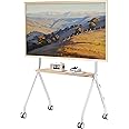 ECOTINY Easel Rolling TV Stand for 49-80 Inch TV Screen up to 110 LBS, Portable TV Stand with Wheels, Height Adjustable TV Stand Cart for Business, Office, School, Home, White