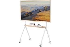 ECOTINY Easel Rolling TV Stand for 49-80 Inch TV Screen up to 110 LBS, Portable TV Stand with Wheels, Rolling TV Cart for Business, Office, School, Home, White