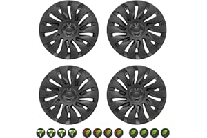 WUXDEET Wheel Covers 19 Inch 4PCS for Tesla Model Y Wheel Replacement Wheel Caps Compatible with Tesla Model Y Accessories 2020 2021 2022 2023 Matte Black