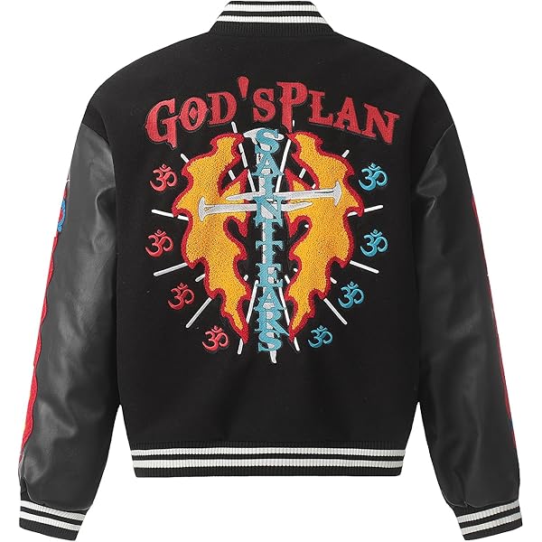 Men's Vintage Varsity Jacket Color Block Letter Graphic