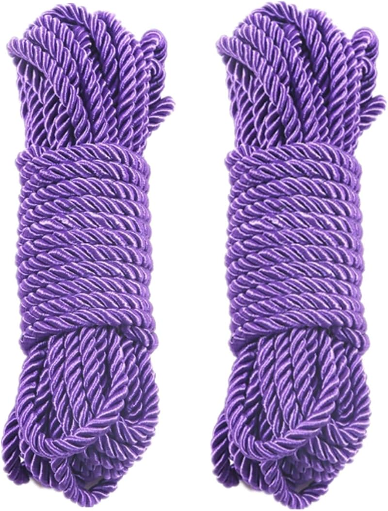 WUWYOUWL 2PCS 10M 7MM Nylon Rope - Natural Twisted, Durable Purple Cord for