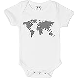 The Spunky Stork Unisex Baby World Map Travel Organic Newborn Infant Bodysuit