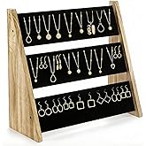 Acshio 3 Tier Necklace Display Stand, Wood Necklace Holder Organizer with Velvet, 72 Slot Tabletop Jewelry Stand Storage for Selling Bracelets Earring, Home Store Trade Show