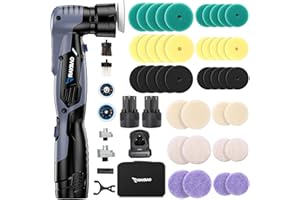RAYBAO Mini Polisher, 12V Cordless Mini Polisher with 2/1.5 inch Backing Plate, Works as DA & RO Car Polisher, 53 Accessories, 6 Speeds Variable Mini Buffer Polisher for Car Detailing, Polishing