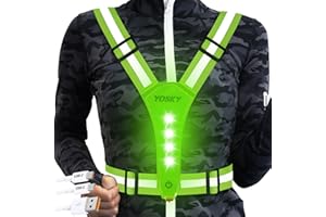 YOSKY 8 LED Running Reflective Gear Rechargeable Adjustable Running Lights Vest Safety Night Reflective Vest for Women Men Ki