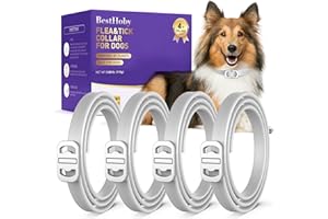 BESTHOBY Flea and Tick Collar for Dogs 4 Packs,Dog Collars with Natural Essential Oils,Waterproof, Adjustable for Small Medium Large Dogs,Safe for Puppies