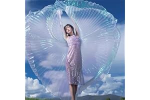 Myohyinwon Angel Wings for Belly Dancing - Isis Wings with 360° Extension and Stretch Rods Included - Ideal Fairy Wings for Adult Dancers and Christian Dance Costume (57 inch Fully Extended)